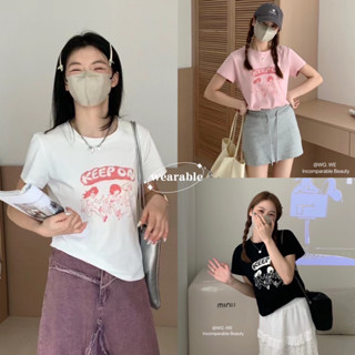 พร้อมส่ง | 𝐖𝐆.𝐖𝐄🇰🇷 เสื้อยืด keep on 🏃🏻‍♀️