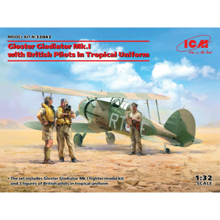 1/32 Gloster Gladiater Mk.1 ww/ British Pilots in Tropical Uniform model kit, ICM #32043