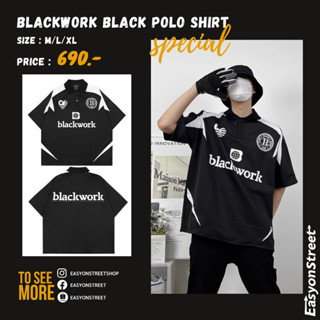 เสื้อเวอร์ไซส์สไตล์เกาหลี เสื้อรุ่นBlackwork แต่งตัวง่ายแมทช์ได้ทุกลุค ปกคอแข็งใส่ขึ้นทรง Streetfashion