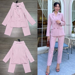 CHARISSA Set Blazer+กางเกง สีชมพูพาส(*รบกวนเช็คสต๊อกก่อนกดสั่งซื้อ)