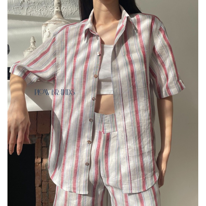 PLOWBRANDS - TS0016 Linen Boyfriend shirt (รวมสี) ขอสงวนสิทธิ์งดเปลี่ยน/คืนเงิน ทุกกรณี
