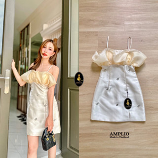 ราคาถูกที่สุด!! Amplio CREAMY GOLD DRESS เดรสใช้ผ้าไหม สีครีมทอง