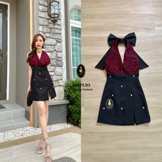 ราคาถูกที่สุด!! Amplio RED WINE DRESS สีเรดไวน์