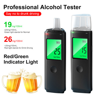 เครื่องวัดแอลกอฮอล์แบบพกพา Breathalyzer ความแม่นยำสูงจอแสดงผลดิจิตอลเครื่องมือทดสอบลมหายใจแบบชาร์จไฟได้พร้อมปากเป่า