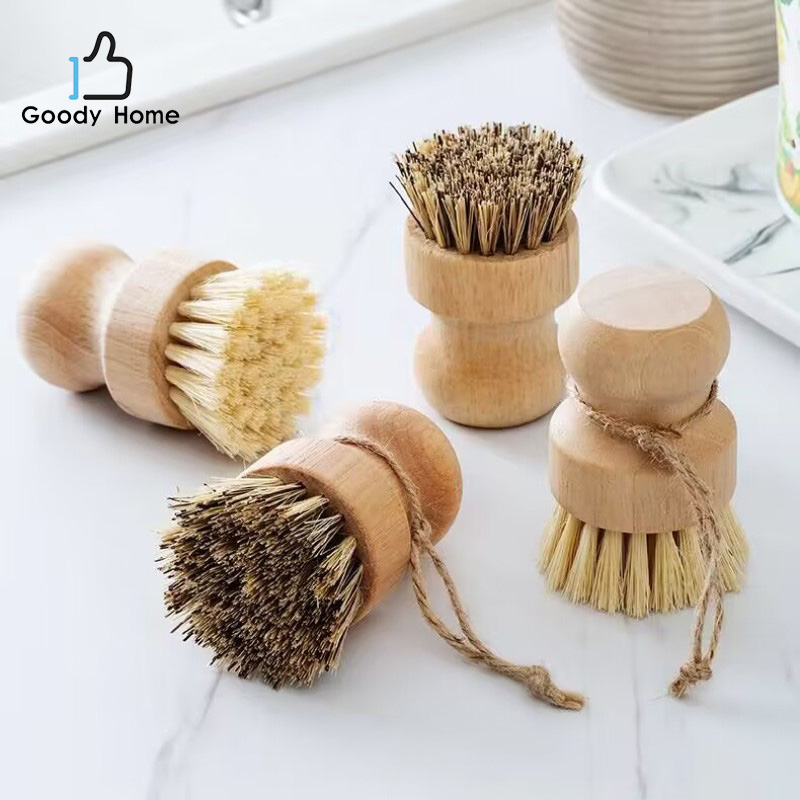 Goody Home แปรงทำความสะอาด กระทะ หม้อ  ด้ามไม้  ใยขัดทำจากเส้นใยพืช สไตล์มินิมอล