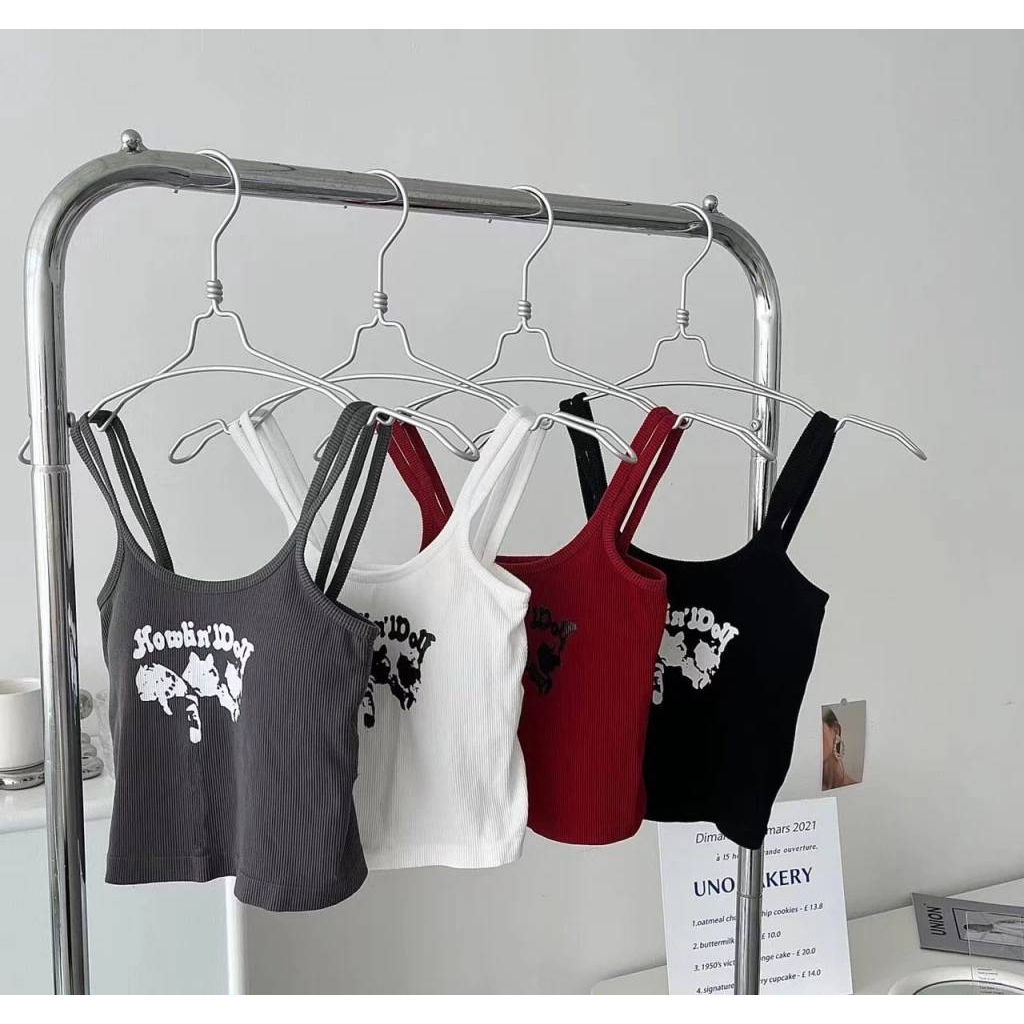 SHOP_MKLเสื้อสายเดี่ยว ครอปทอป มีฟองน้ำในตัว ผ้านิ่มใส่สบาย#647