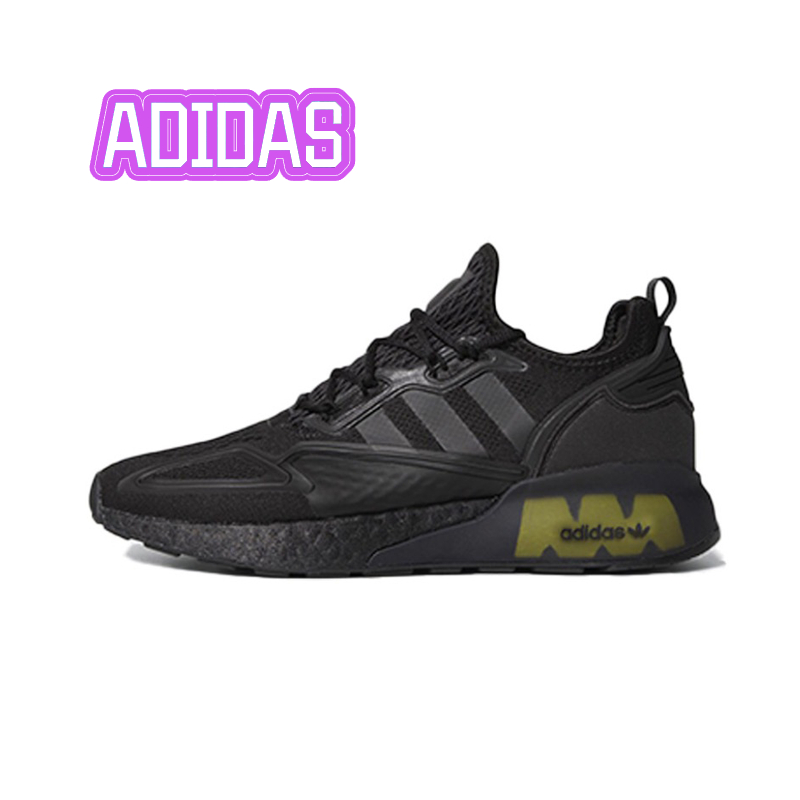 Adidas ORIGINALS ZX 2K Boost รองเท้าผ้าใบสีดำสวมกลางด้านบนที่ดูดซับแรงกระแทกของแท้ 100%