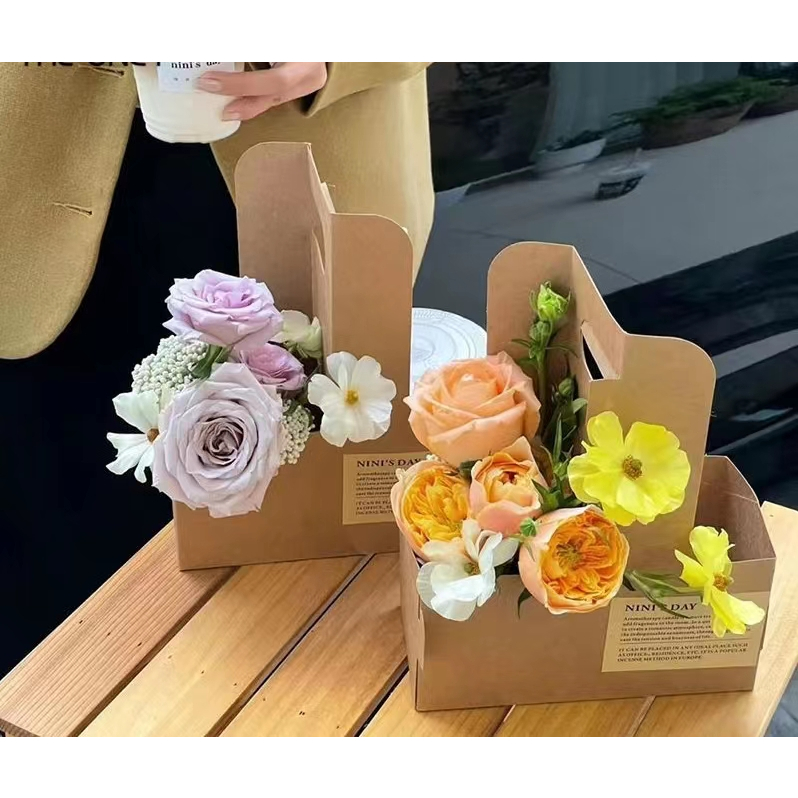 BH กล่องใส่แก้วกาแฟ 2 ช่อง กล่องใส่แก้วหูหิ้ว ที่ใส่ดอกไม้ จัดช่อดอกไม้ พร้อมส่ง