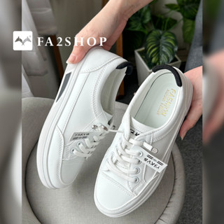 FA2SHOP รุ่น FQ138 รองเท้าหนังนิ่มสีขาว