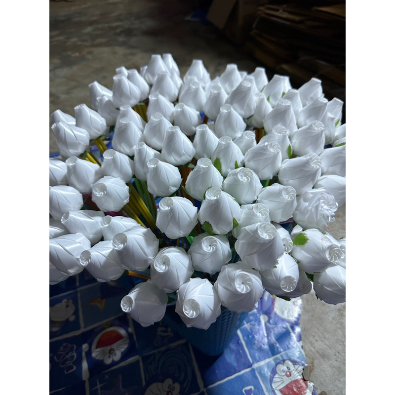 (แพค10ชิ้น60บาท)ไม้กฐิน เสียบธนบัตรความยาวไม้15นิ้วรูปบัวสีขาว ถ้าต้องการสีอื่นทักแชทเลือกสีได้ค่ะ