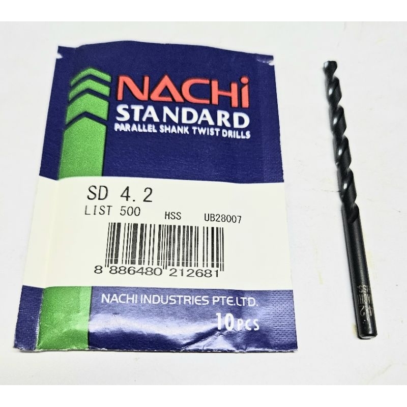 NACHI *ราคาต่อ1ดอก* L500_4.2 MM ดอกสว่านเจาะเหล็ก HSS สีดำ นาชิ 4.2MM NAX500_0420 ดอกสว่าน 4.2MM