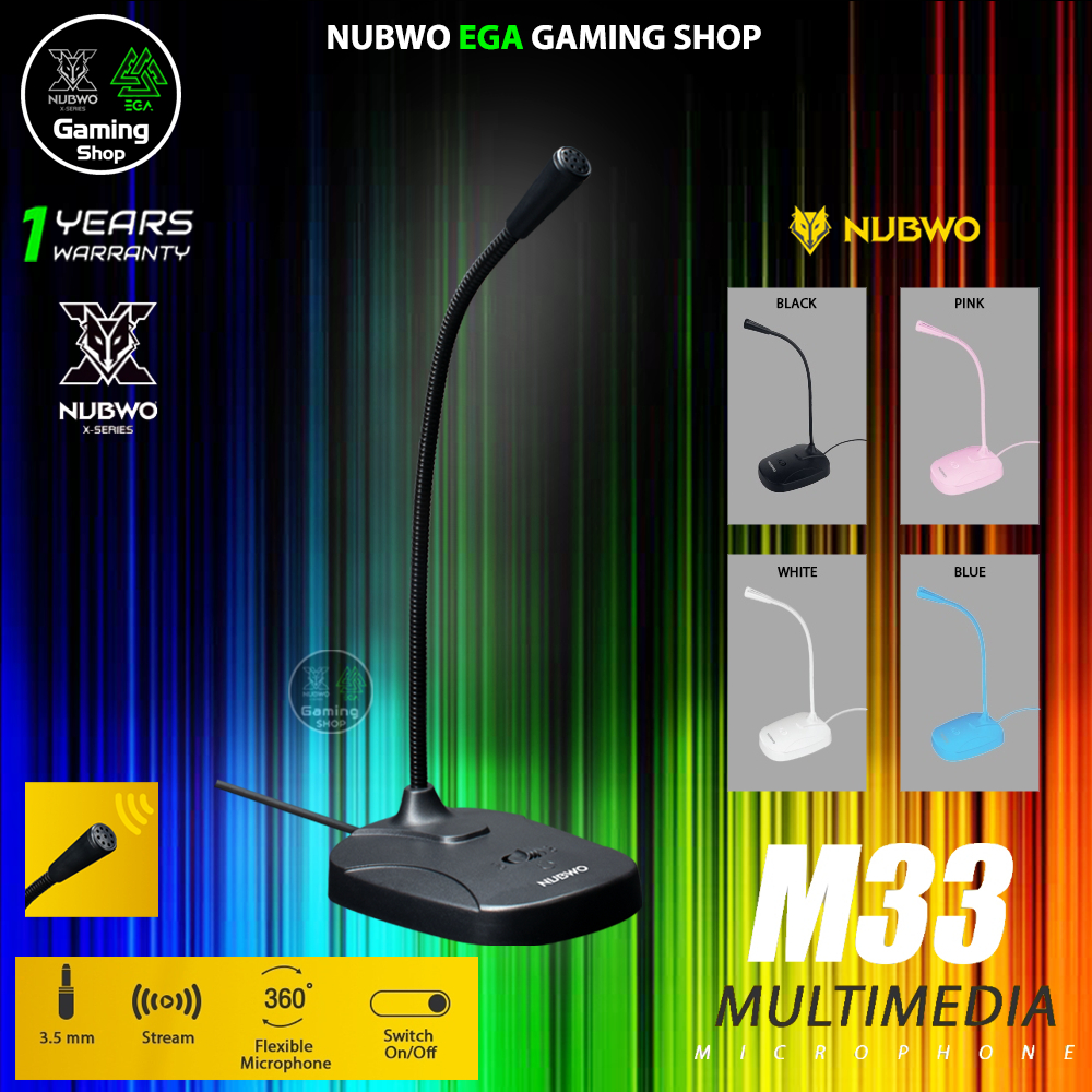 🎮 GAMING NUBWO M33 MICROPHONE MULTIMEDIA ไมโครโฟนตั้งโต๊ะ ไมค์ ขนาดเล็กพกพาง่าย ใช้งานง่าย เสียงดี เสียงชัด 33