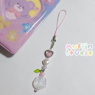 Rose wink wink Keychain พวงกุญแจ​ลูกปัด​ สาย​ห้อย​โทรศัพท์​ รุ่น​กุหลาบ​ใสวิ้ง​ๆ