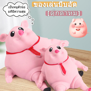 ของเล่นบีบอัด ผ้าพันคอ รูปหมูจําลอง แบบนิ่ม สีแดง เสริมการเรียนรู้ สําหรับเด็ก บีบของเล่น ตุ๊กตาซิลิโคนยางนิ่ม เล่น ของเ