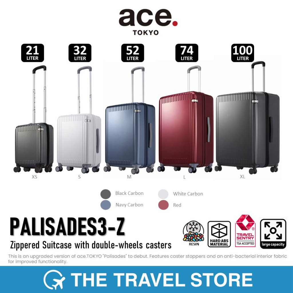 ace. PALISADES3-Z Zippered Suitcase with double-wheels casters กระเป๋าเดินทาง ล้อลาก จากญี่ปุ่น มีประกัน 5 ปีเต็ม