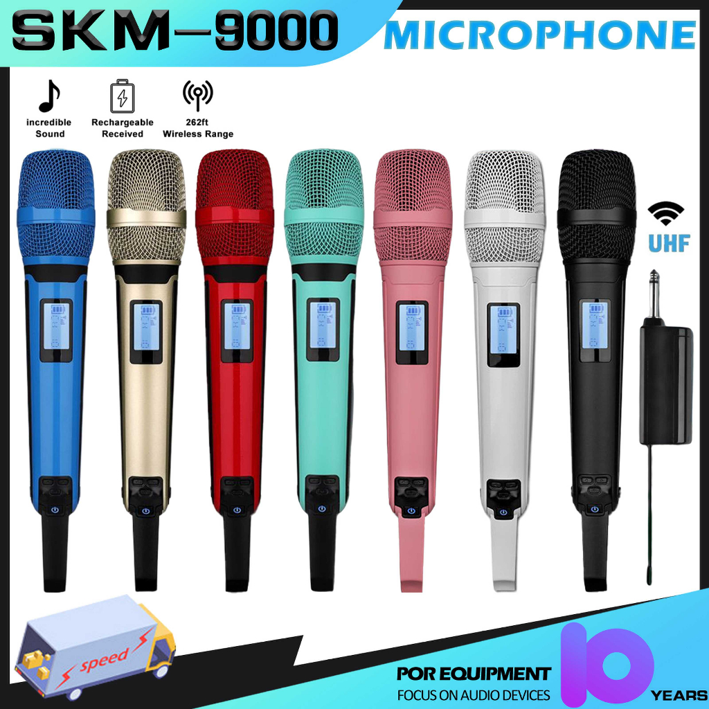 SKM9000 uhf ไมค์โครโฟนไร้สาย ไมค์ร้องเพลง ความถี่การจับคู่อินฟราเรดระยะรับ、