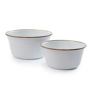 Barebones Enamel Mixing Bowl Set - Eggshell