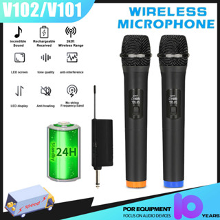 SHURE V601/V602 Wireless ไมโครโฟน 2 ไมโครโฟนแบบใช้มือถือ UHF FM Plug and Play 50M ระยะทางรับ KTV Bar Party Band Performa