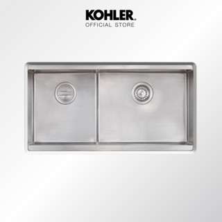 KOHLER Morine 2 bowls kitchen sink with accessories อ่างล้างจานสเตนเลส 2 หลุม รุ่นมอเรน K-72913X-P-NA