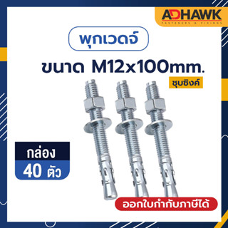 ADHAWK พุกเวดจ์ชุบซิงค์ ขนาด M12x100 จำนวน 40 ตัว  (1 กล่อง)