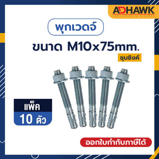 ADHAWK พุกเวดจ์ชุบซิงค์ ขนาด M10x75 จำนวน 10 ตัว