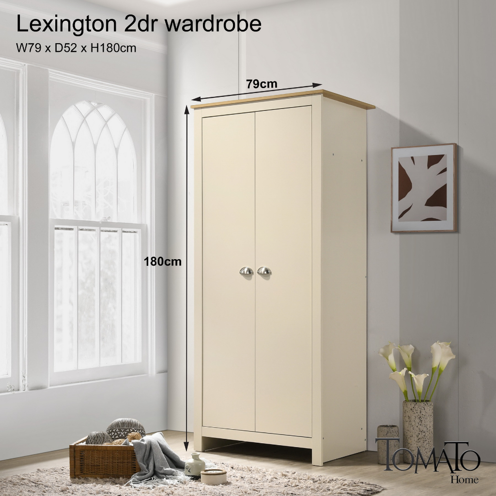 Tomato Home ตู้เสื้อผ้า Lexington 2dr wardrobe กว้าง79ซม ลึก52ซม | ตู้เสื้อผ้าไม้ ลดราคาพิเศษ