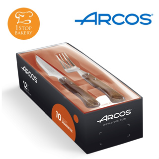 Arcos Spain 377700 Steak Set 6 x 3715 + 6 x 3716 Case-Mesa/มีดสเต็กและมีด 6 ชิ้น ส้อมอัดไม้บีช