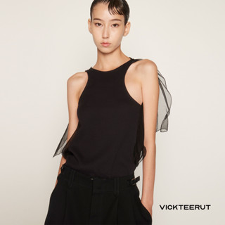 VICKTEERUT Jersey Tank with Silk  Back เสื้อกล้ามเจอร์ซีย์ ตัดต่อไหมชีฟอง DRY CLEAN ONLY