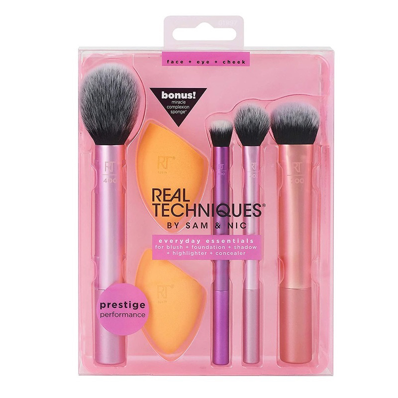 [ลูกค้าใหม่1บาท] พร้อมส่ง Real techniques แปรงแต่งหน้า ปัดแป้ง แก้ม แต่งตา เซทแปรงแต่งหน้า