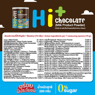 Biovitt HI+ Chocolate Powder ไบโอวิต ไฮ พลัส อาหารเสริมเด็ก มีแคลเซียม บำรุงกระดูกและฟัน เพิ่มสมาธิ ภูมิคุ้มกัน