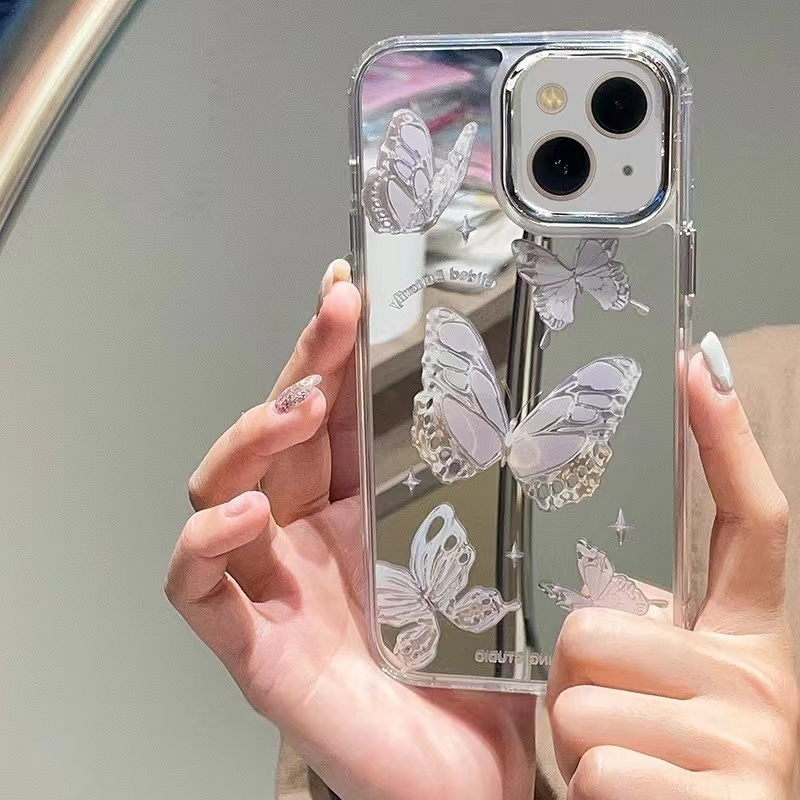 จัดส่งทันที เคสไอโฟน11/12/13/14/15 Pro Max cute เคสน่ารัก butterfly mirror Case For iPhone 11,12,13,14,12PM,13PM,14PM