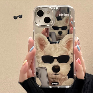 ❤️จัดส่งทันที❤️เคสไอโฟน11/12/13/14 Pro Max cute sunglasses puppy mirror Case For iPhone 11,12,13,14,12PM,13PM,14PM