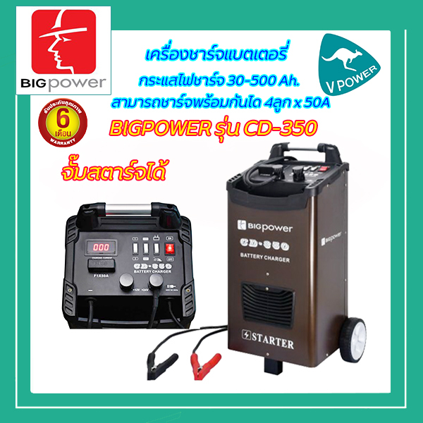 BIGPOWER เครื่องชาร์จแบตเตอรี่ รุ่น CD-350 กระแสไฟ 300-500 Ah. ชาร์จได้ 4 ลูก x 50A แรงดันไฟ 12/24V