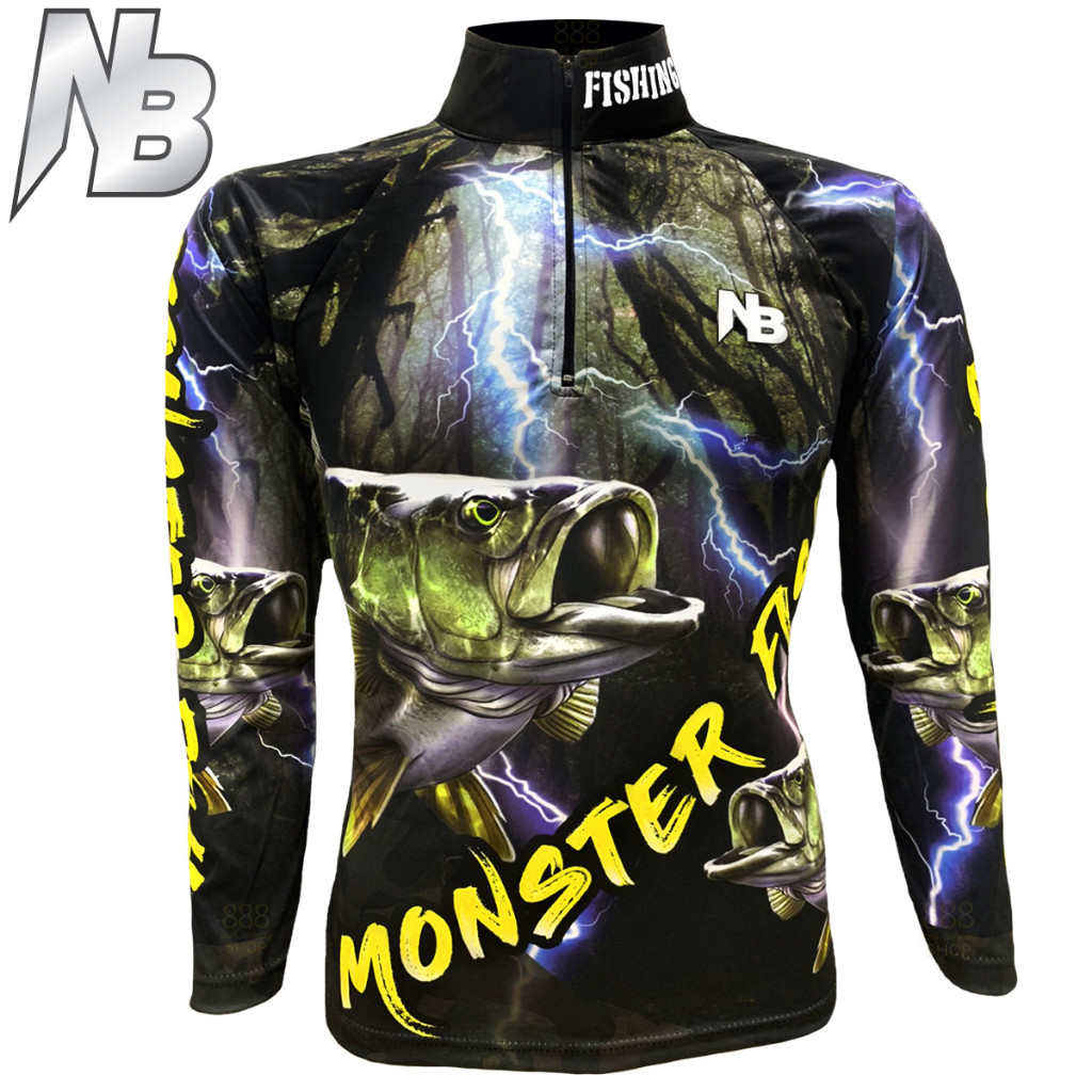เสื้อตกปลา,ปั่นจักรยาน EQ MONSTER Fish (สินค้าพร้อมจัดส่ง) ป้องกันแสง UV