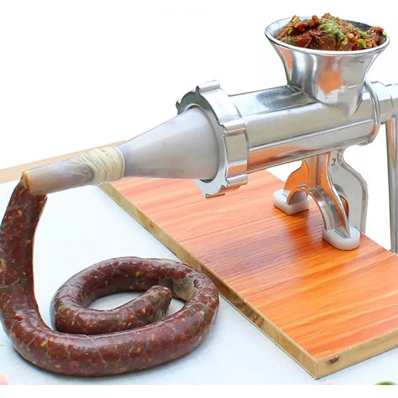 เครื่องบดเอนกประสงค์แบบมือหมุน ฟรี!!กรวยอัดไส้กรอก สามารถบดหมู บดเนื้อ บดเครื่องเทศ ทำไส้กรอก (MK)