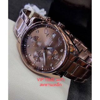 ALBA modern ladies Chronograph นาฬิกาข้อมือหญิง สายสแตนเลส คริสตัลSWA รุ่น AM3603X1 AM3603X AM3603