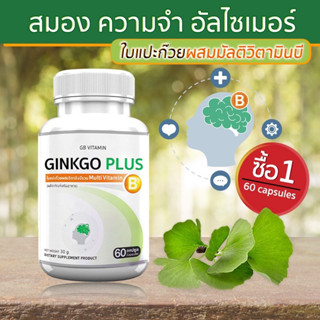 GB Ginkgo Plus-B อาหารเสริม ใบแปะก๊วยผสมวิตามินบีรวม สารสกัดใบแปะก๊วย 60 แคปซูล