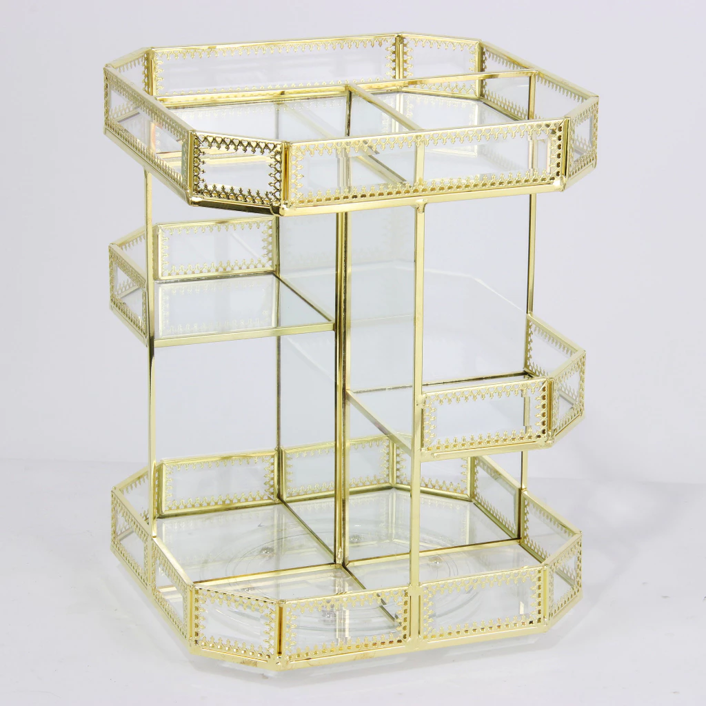 ชั้นเก็บเครื่องสำอาง กล่องเก็บเครื่องประดับ สกินแคร์ สีทอง เกรดพรีเมี่ยม thumbnail 6