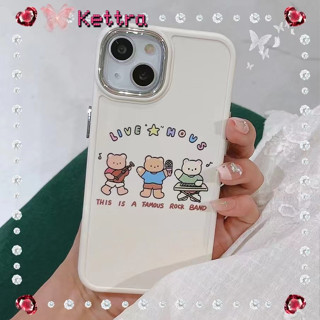 💜Kettra💜การ์ตูน หมีน้อย สีขาว น่ารัก เรียบง่าย iPhone 11 14 pro max ป้องกันการหล่น ขอบเต็ม เจ๋ง case for iPhone 12 13