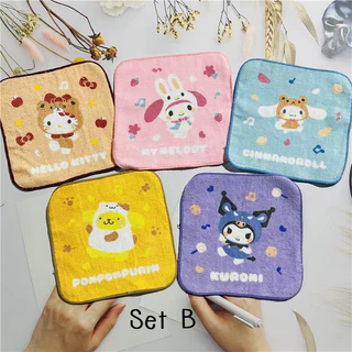 พร้อมส่ง ผ้าเช็ดหน้า เซต 5 ชิ้น มี 2 ไซส์ (15x15cm.) กับ (20x20cm.)