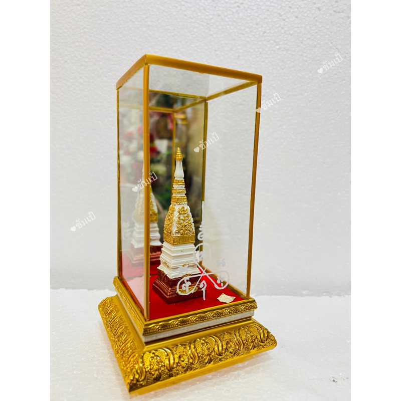 พระธาตุพนมจำลอง ขนาดไซด์เล็ก พระธาตุพนมจำลองตู้กระจก ของขวัญ ของที่ระลึก วัตถุมงคล ตู้มงคล ตู้พระขนาด 12 × 23cm