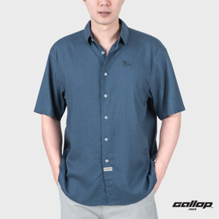 GALLOP : LINEN CASUAL SHIRT เสื้อเชิ๊ตผ้าลินินแขนสั้น รุ่น GW9033 สี Navy - กรม / ราคา 1,490.-