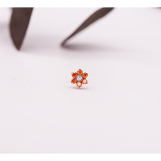 PiercingRoomByJay, Flower Color CZ size (S) Titanium Flat back เกรดการแพทย์