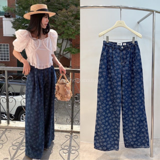 NEW• DAISY DENIM🌼💙(SML 590฿ฟรีส่ง) กางเกงขายาว ผ้ายีนส์ลายดอกทั้งตัว งานสวย น่ารักมากกกก ทรงเองสูงขากระบอก เกาหลี