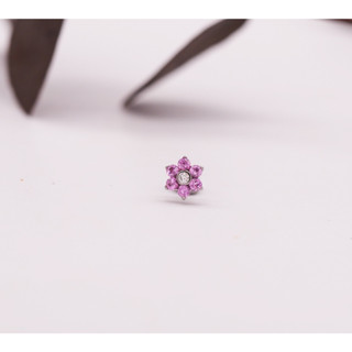 PiercingRoomByJay, Flower Color CZ size (M) Titanium Flat back เกรดการแพทย์