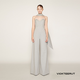 VICKTEERUT Strapless Jumpsuit with Matching Shawl จั๊มสูท เกาะอก พร้อมพันคอ