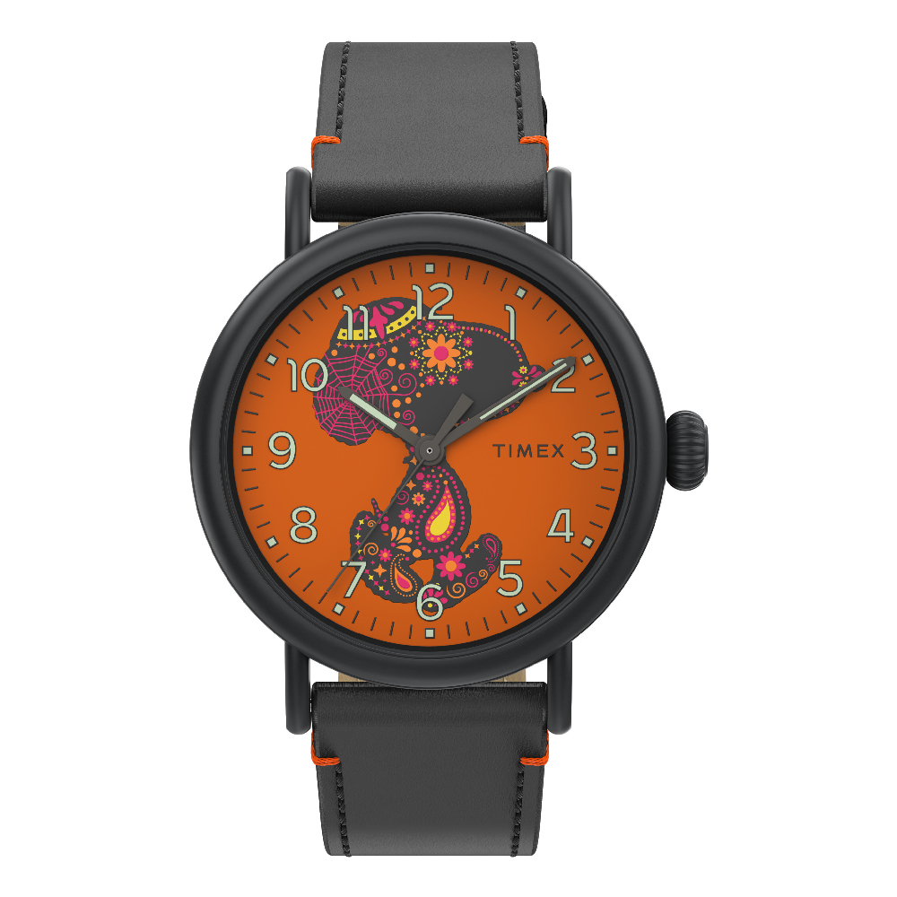 Timex TW2V60800 WATERBURY STANDARD นาฬิกาข้อมือผู้ชาย สายหนังสีดำ หน้าปัดสีส้ม หน้าปัด 40 มม.