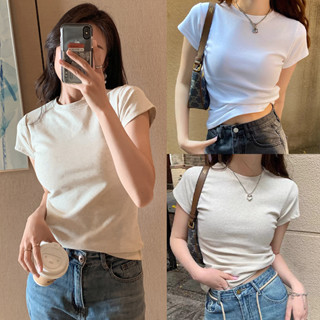 Hotgirl  พร้อมส่งจากกทม ✨เสื้อยืดสีขาวผู้หญิง เสื้อยืดผญสวยๆ🌸คอกลมสไตล์อเมริกันเสื้อยืดวินเทจ ผู้หญิง สีขาวเสื้อยืดแฟชั่น