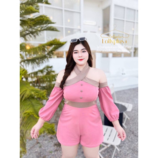 จั้มสั้นเปิดไหล่คล้องคอสีทูโทนผ้าวูลเวฟทรงเป๊ะซิปหลังพร้อมส่ง‼️