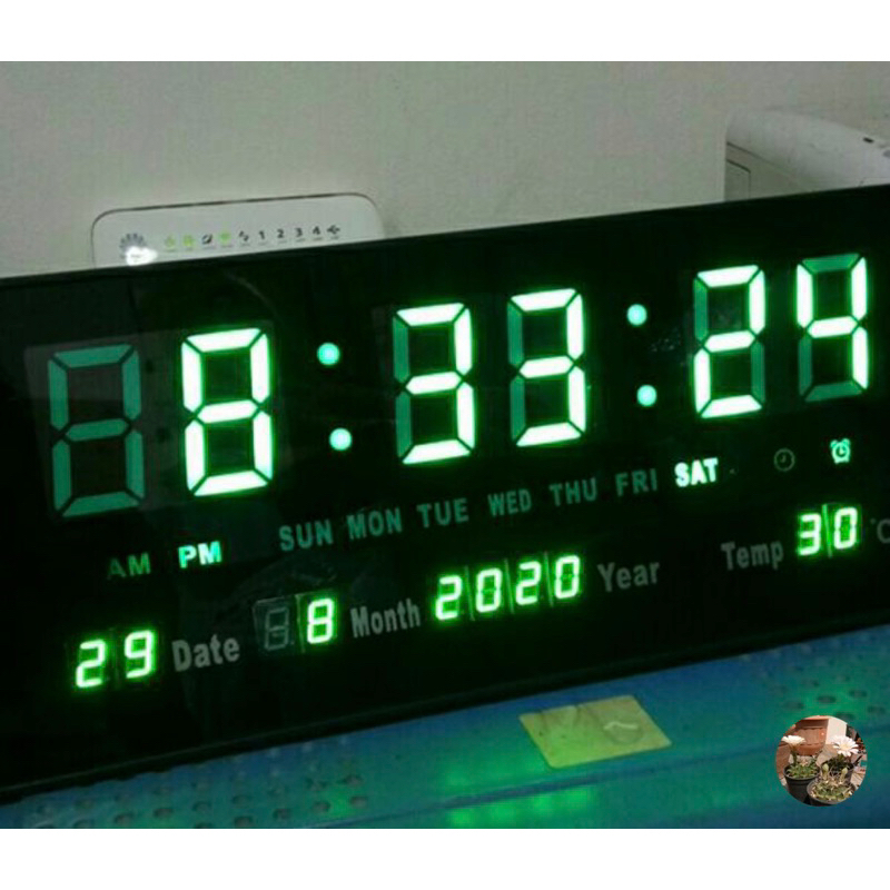 นาฬิกา LED แขวนผนัง ขนาด 36X15X3CM แสงไฟชัด รุ่นหนา ตัวเรือนสีดำ สำหรับติดบ้าน ออฟฟิศ โรงงาน วัด โรงยิม โรงเรียน (MK)